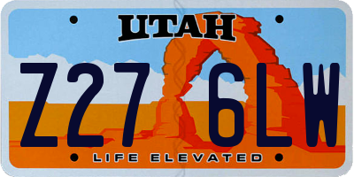 UT license plate Z276LW