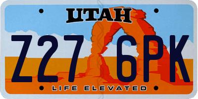 UT license plate Z276PK