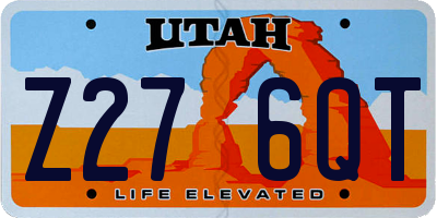 UT license plate Z276QT