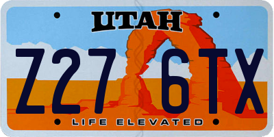 UT license plate Z276TX