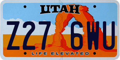 UT license plate Z276WU