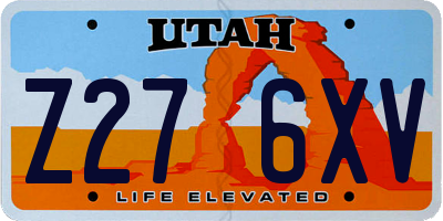 UT license plate Z276XV