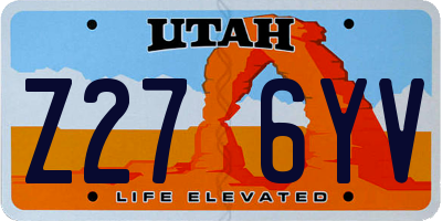 UT license plate Z276YV