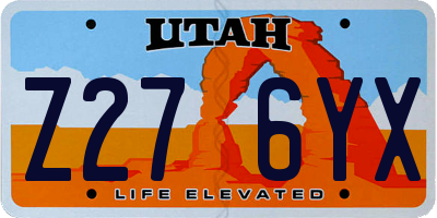 UT license plate Z276YX