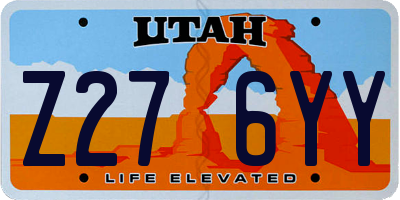 UT license plate Z276YY