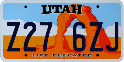UT license plate Z276ZJ