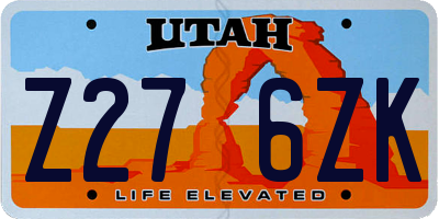 UT license plate Z276ZK