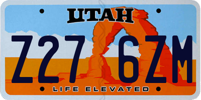 UT license plate Z276ZM