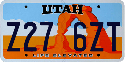 UT license plate Z276ZT