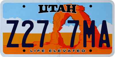 UT license plate Z277MA