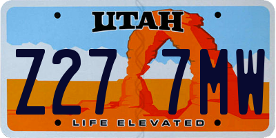 UT license plate Z277MW
