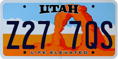 UT license plate Z277QS