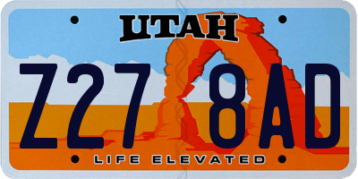 UT license plate Z278AD