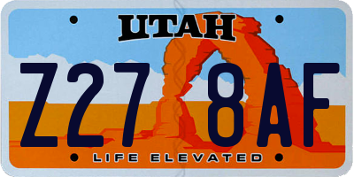 UT license plate Z278AF
