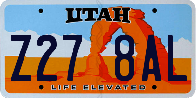 UT license plate Z278AL