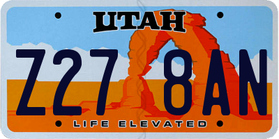 UT license plate Z278AN