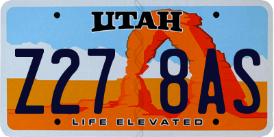 UT license plate Z278AS