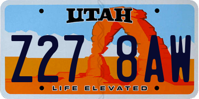 UT license plate Z278AW