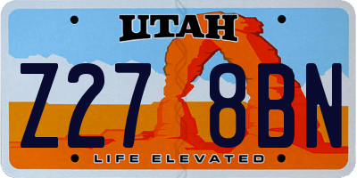 UT license plate Z278BN
