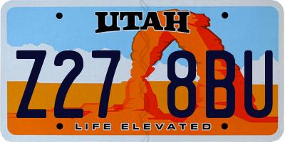 UT license plate Z278BU
