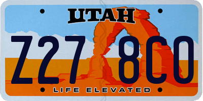 UT license plate Z278CO