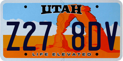 UT license plate Z278DV