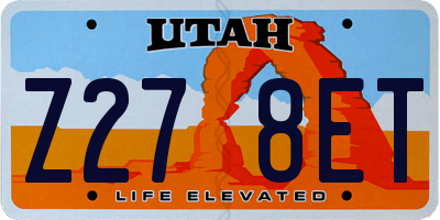 UT license plate Z278ET
