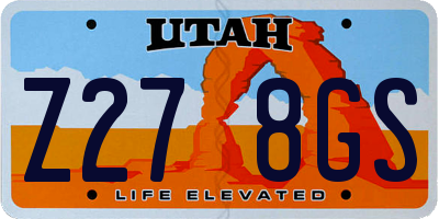 UT license plate Z278GS