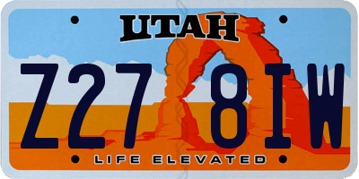 UT license plate Z278IW