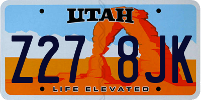 UT license plate Z278JK