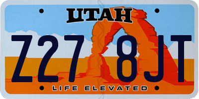 UT license plate Z278JT