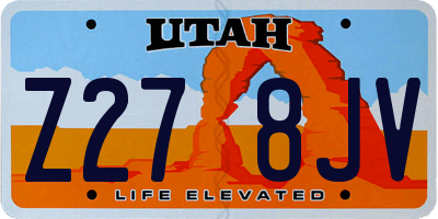 UT license plate Z278JV