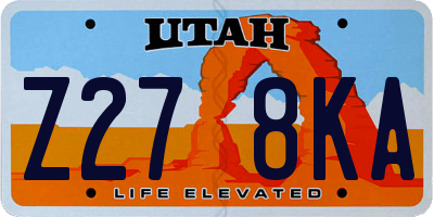 UT license plate Z278KA