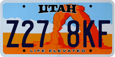 UT license plate Z278KF