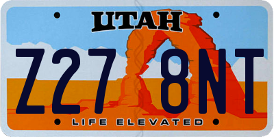UT license plate Z278NT