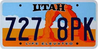 UT license plate Z278PK
