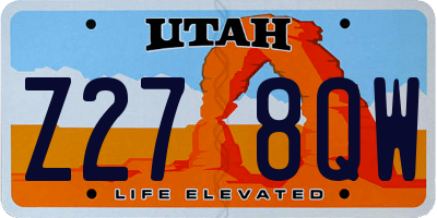 UT license plate Z278QW