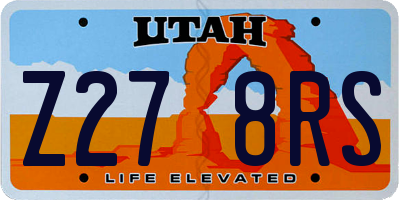 UT license plate Z278RS