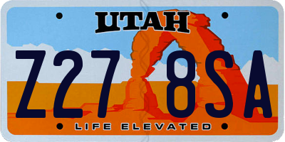 UT license plate Z278SA