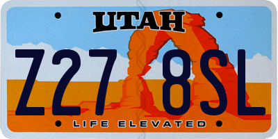 UT license plate Z278SL