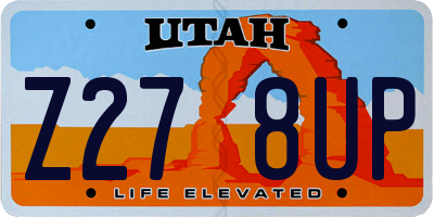 UT license plate Z278UP