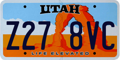 UT license plate Z278VC