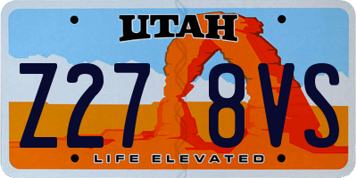 UT license plate Z278VS