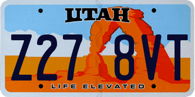 UT license plate Z278VT