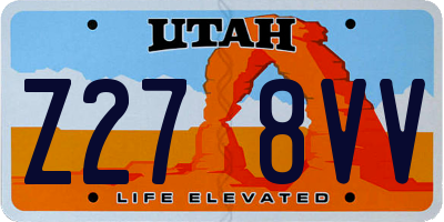 UT license plate Z278VV