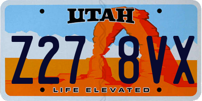 UT license plate Z278VX