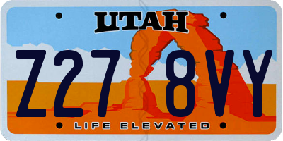 UT license plate Z278VY