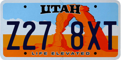 UT license plate Z278XT