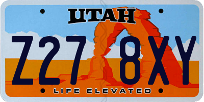 UT license plate Z278XY