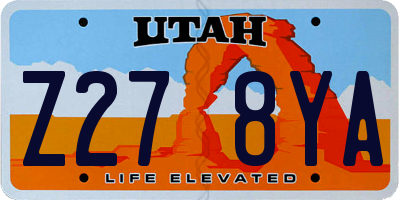 UT license plate Z278YA